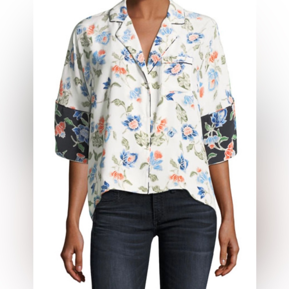 Joie Desmonda 3/4 sleeve floral silk top